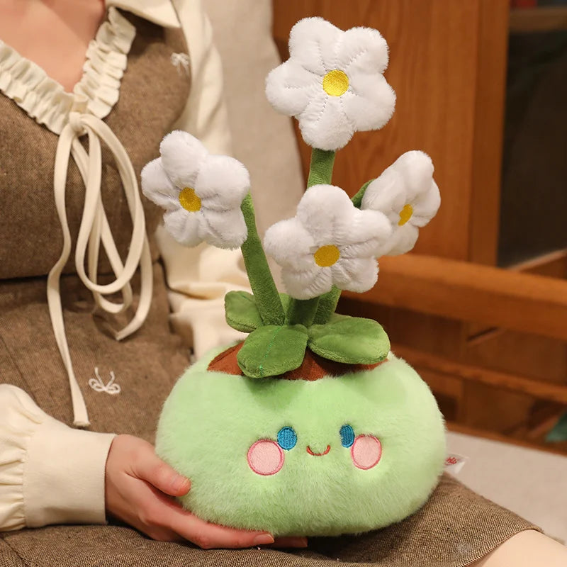 Artificial Potted Green Plants Plush Toys andelion Narcissus Mushroom Cactus Peach Blossom Cartoon Girls Boys Birthday Gift Deco