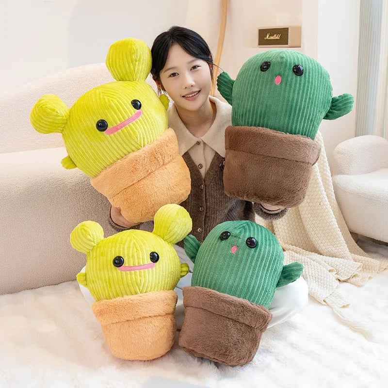 Artificial Potted Green Plants Plush Toys andelion Narcissus Mushroom Cactus Peach Blossom Cartoon Girls Boys Birthday Gift Deco