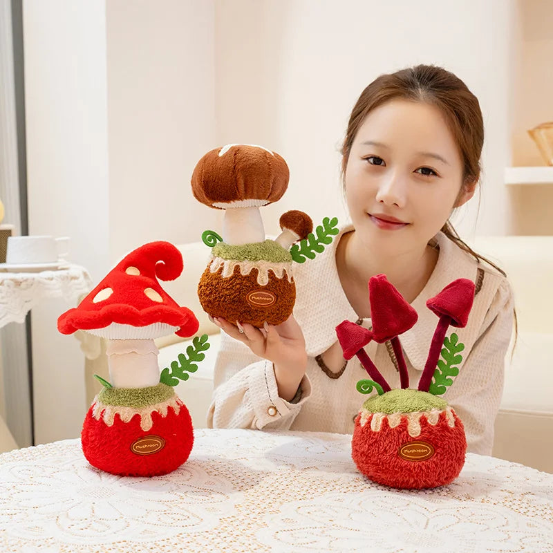 Artificial Potted Green Plants Plush Toys andelion Narcissus Mushroom Cactus Peach Blossom Cartoon Girls Boys Birthday Gift Deco