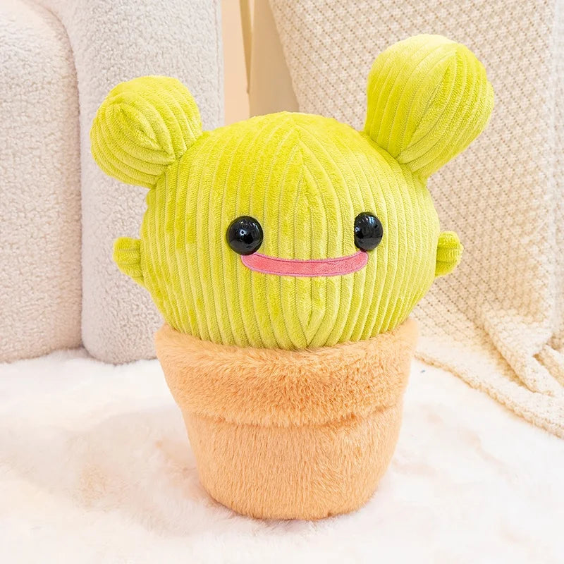 Artificial Potted Green Plants Plush Toys andelion Narcissus Mushroom Cactus Peach Blossom Cartoon Girls Boys Birthday Gift Deco