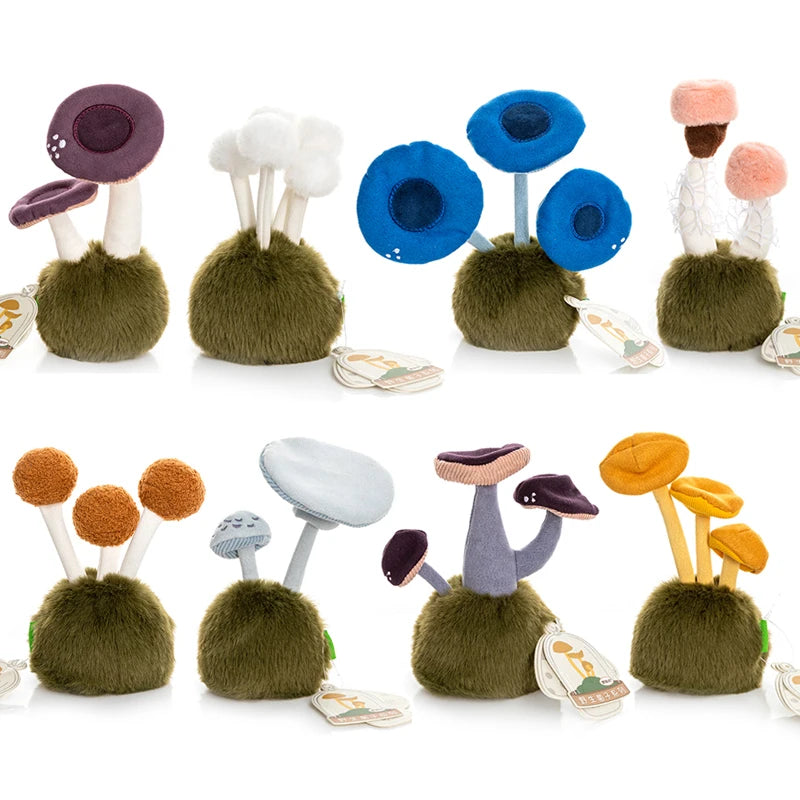 1Pc 14CM Lovely Wild Mushrooms Plush Toy Cartoon Flammulina Velutipes Mushroom Stuffed Soft Plant Toy Room Desktop Ornament
