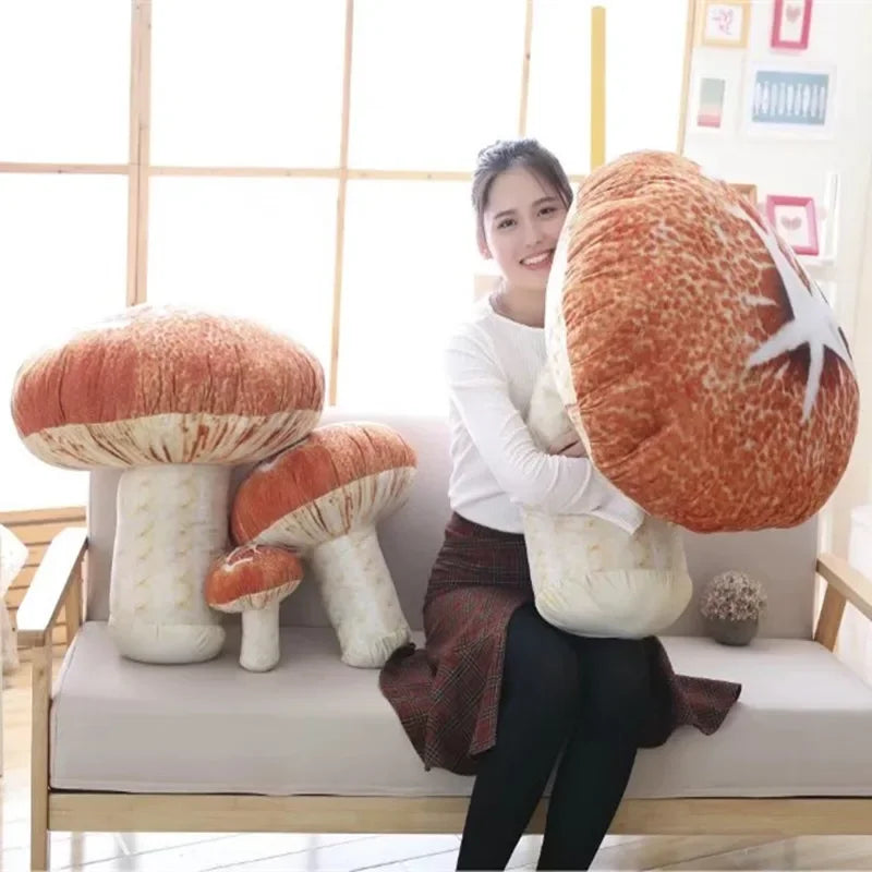 Washable Simulated Mushroom Creative Plant Pillow Cushion Plush Fruit Vegetables Food Anti-Stress Soft Girl Children Toy Gift
