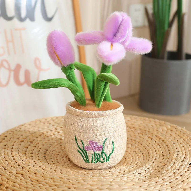 Artificial Potted Green Plants Plush Toys andelion Narcissus Mushroom Cactus Peach Blossom Cartoon Girls Boys Birthday Gift Deco