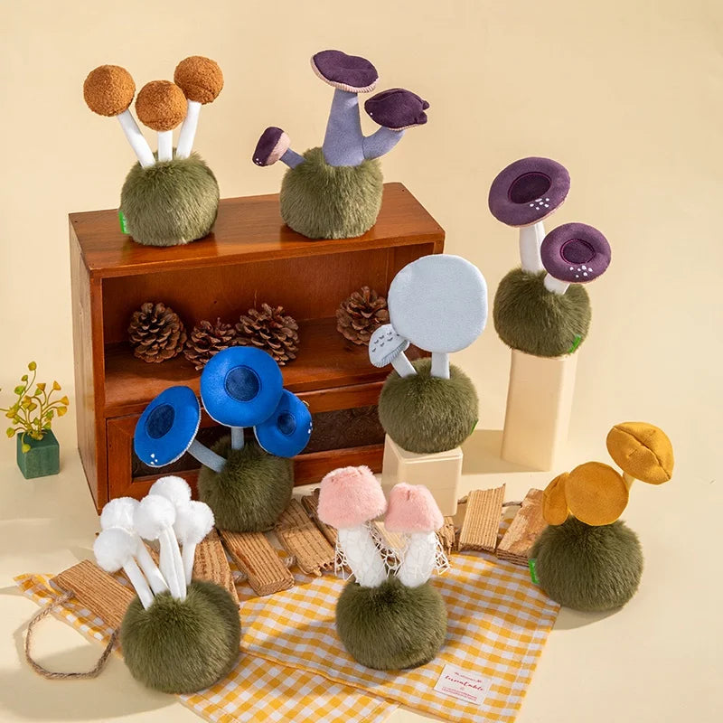 1Pc 14CM Lovely Wild Mushrooms Plush Toy Cartoon Flammulina Velutipes Mushroom Stuffed Soft Plant Toy Room Desktop Ornament