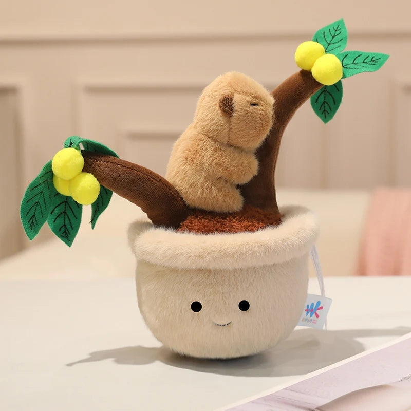 Artificial Potted Green Plants Plush Toys andelion Narcissus Mushroom Cactus Peach Blossom Cartoon Girls Boys Birthday Gift Deco