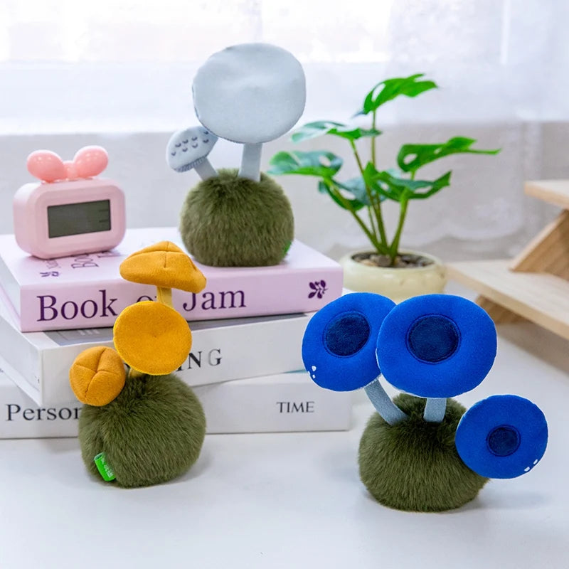 1Pc 14CM Lovely Wild Mushrooms Plush Toy Cartoon Flammulina Velutipes Mushroom Stuffed Soft Plant Toy Room Desktop Ornament