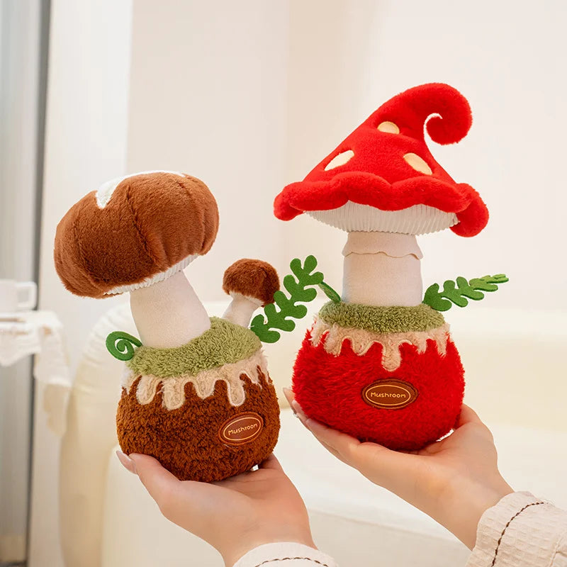 Stuffed Red Mushroom Plush Plants Toys Sofa Decor Comic Ooisonous Umbrella Mushroom Plush Toy Creative Mushroom  Plushie Doll