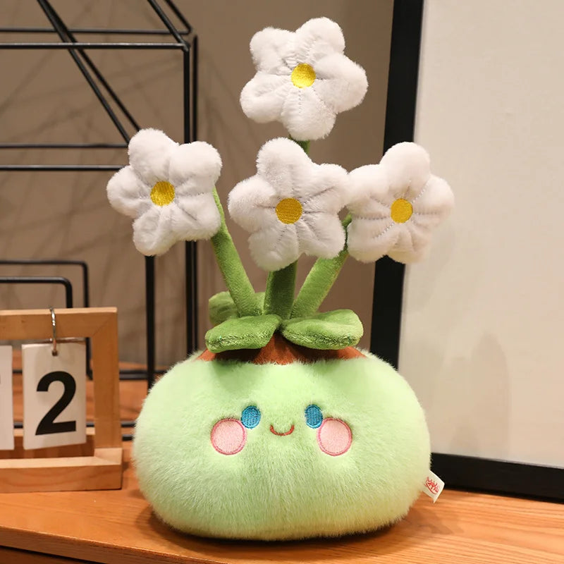 Artificial Potted Green Plants Plush Toys andelion Narcissus Mushroom Cactus Peach Blossom Cartoon Girls Boys Birthday Gift Deco
