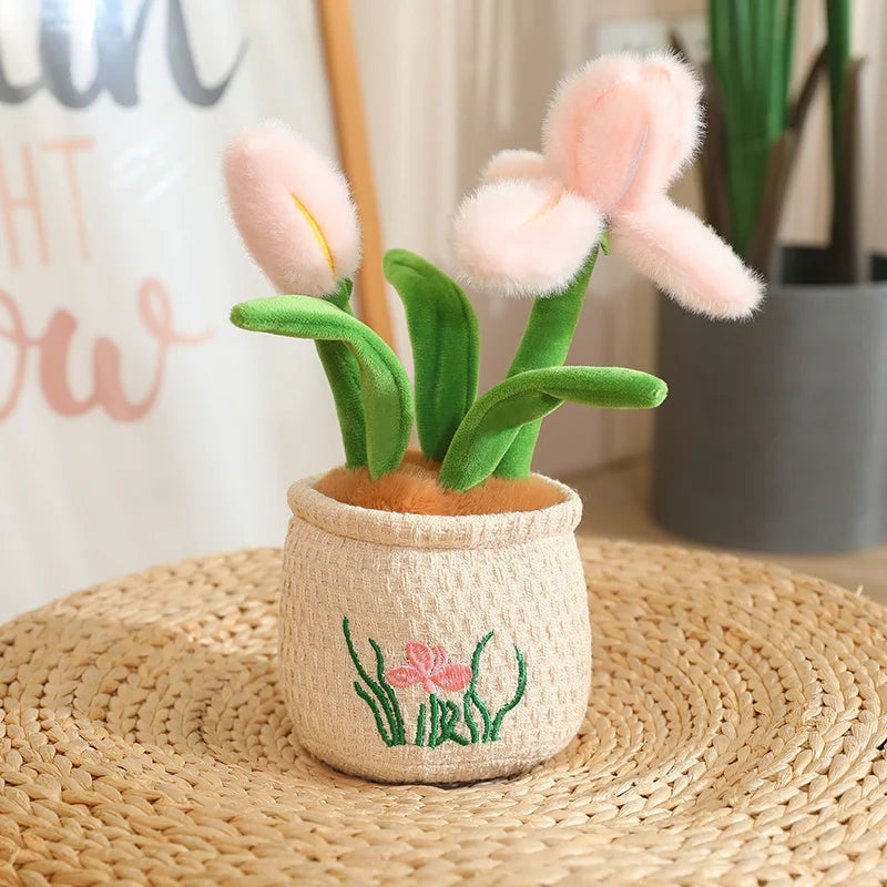 Artificial Potted Green Plants Plush Toys andelion Narcissus Mushroom Cactus Peach Blossom Cartoon Girls Boys Birthday Gift Deco