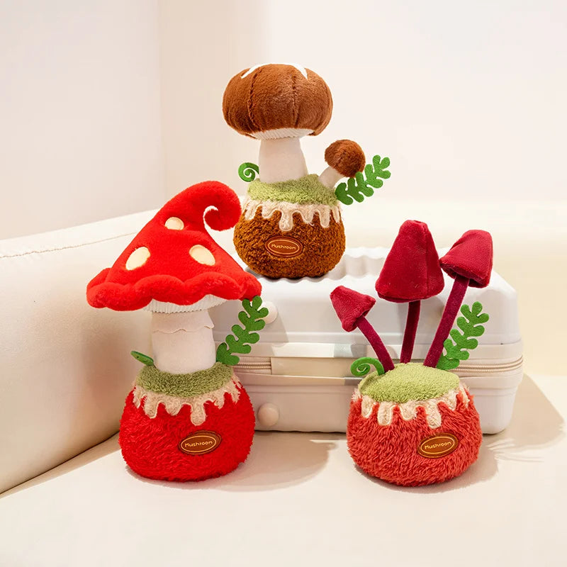 Stuffed Red Mushroom Plush Plants Toys Sofa Decor Comic Ooisonous Umbrella Mushroom Plush Toy Creative Mushroom  Plushie Doll
