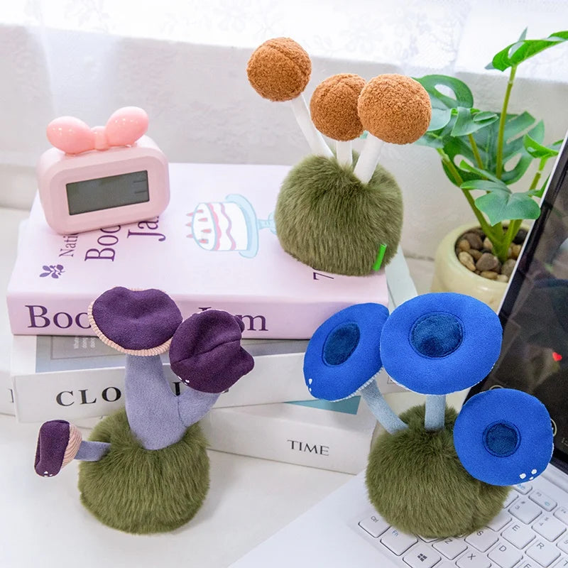1Pc 14CM Lovely Wild Mushrooms Plush Toy Cartoon Flammulina Velutipes Mushroom Stuffed Soft Plant Toy Room Desktop Ornament