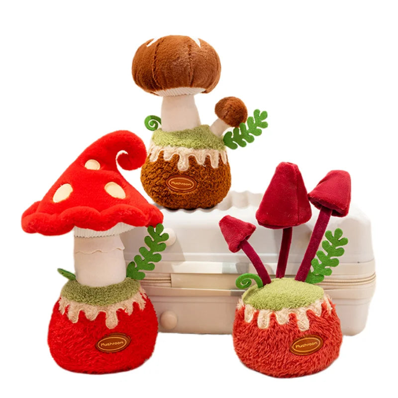 Stuffed Red Mushroom Plush Plants Toys Sofa Decor Comic Ooisonous Umbrella Mushroom Plush Toy Creative Mushroom  Plushie Doll