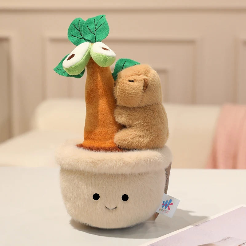 Artificial Potted Green Plants Plush Toys andelion Narcissus Mushroom Cactus Peach Blossom Cartoon Girls Boys Birthday Gift Deco