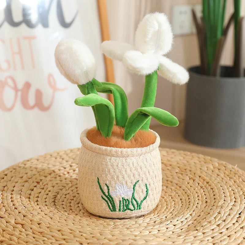 Artificial Potted Green Plants Plush Toys andelion Narcissus Mushroom Cactus Peach Blossom Cartoon Girls Boys Birthday Gift Deco