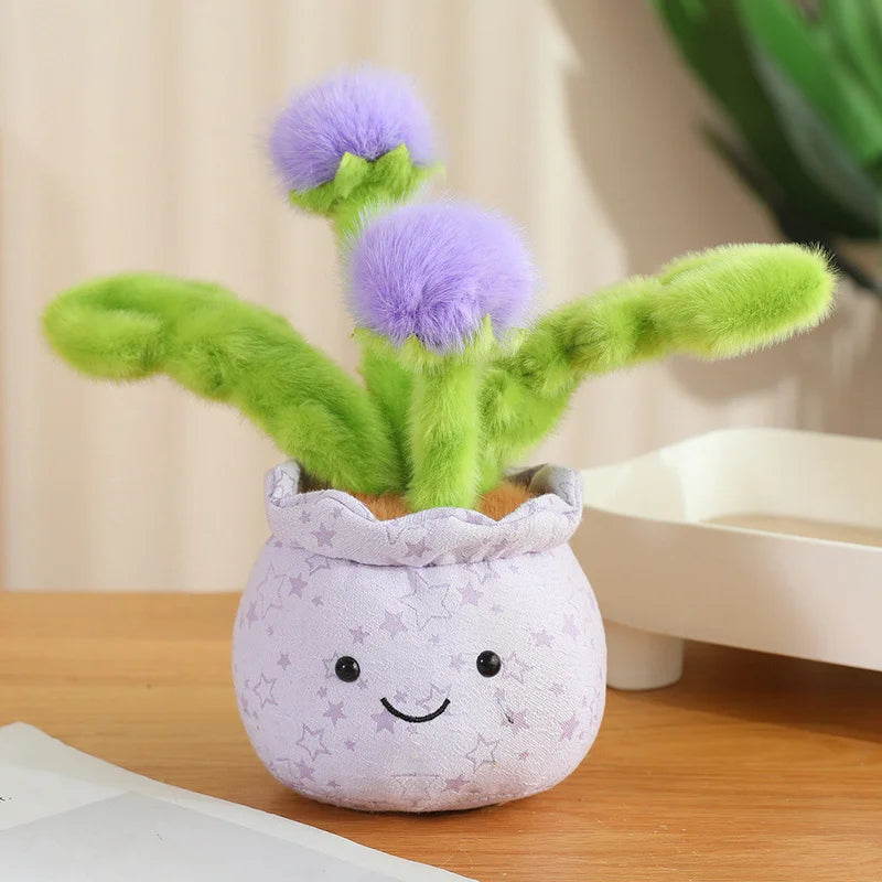 Artificial Potted Green Plants Plush Toys andelion Narcissus Mushroom Cactus Peach Blossom Cartoon Girls Boys Birthday Gift Deco