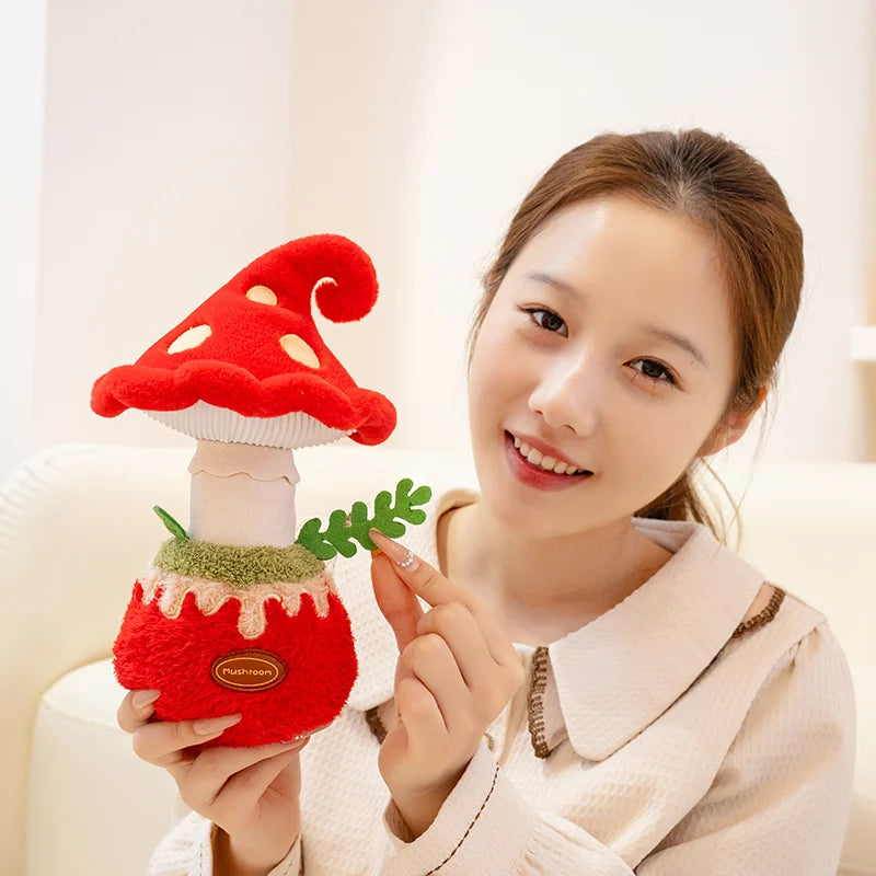 Stuffed Red Mushroom Plush Plants Toys Sofa Decor Comic Ooisonous Umbrella Mushroom Plush Toy Creative Mushroom  Plushie Doll